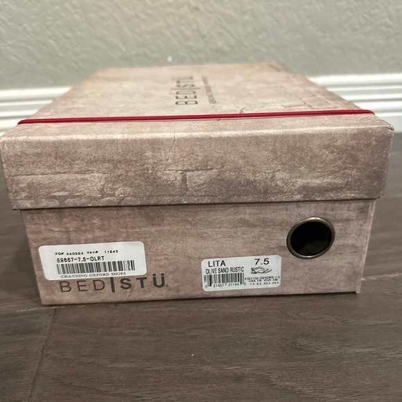 Women’s Bed Stu Lita Leather Oxford Olive Sand Rustic Size 7.5 - Picture 2 of 4